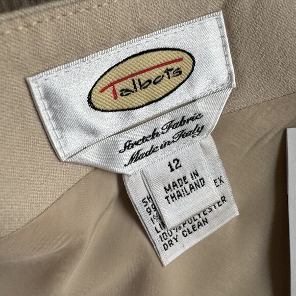 Talbots Skirt NEW Womens Vintage Beige A Line 12 Wool‎ Deadstock Cottagecore - Picture 4 of 6